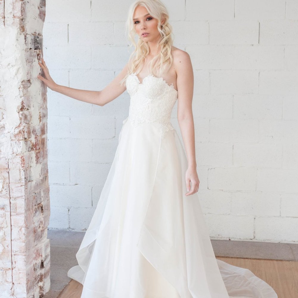Couture Strapless A-line Wedding Dress with Overskirt